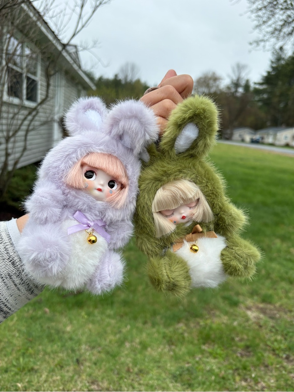 Cute Kawaii Bunny Plush Keychain Set of 2 Hoodie Doll Bag Charm  Toy Y2K Gift